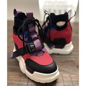 Anthony Wang Level Up High Top Platform Wedge Sneaker Mulberry 02 Size 7